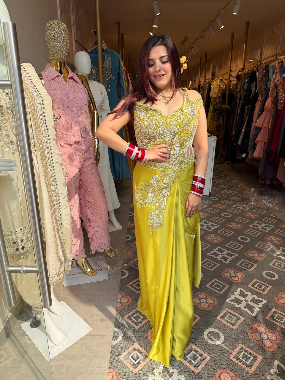 Nayka Pearl Embellished Designer Saree Set