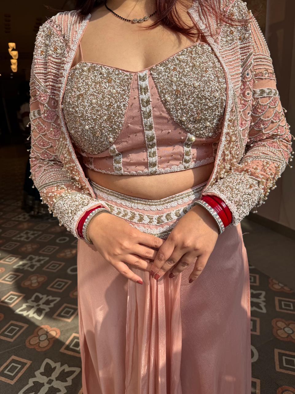 Sizu Glow Jacket & blouse Drape skirt Set