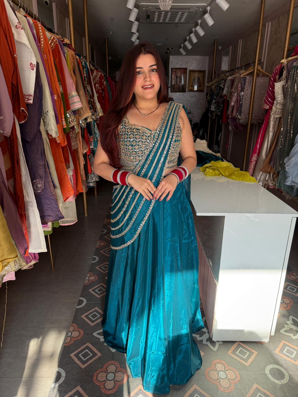 Indigo Radiance Embroidered lengha set