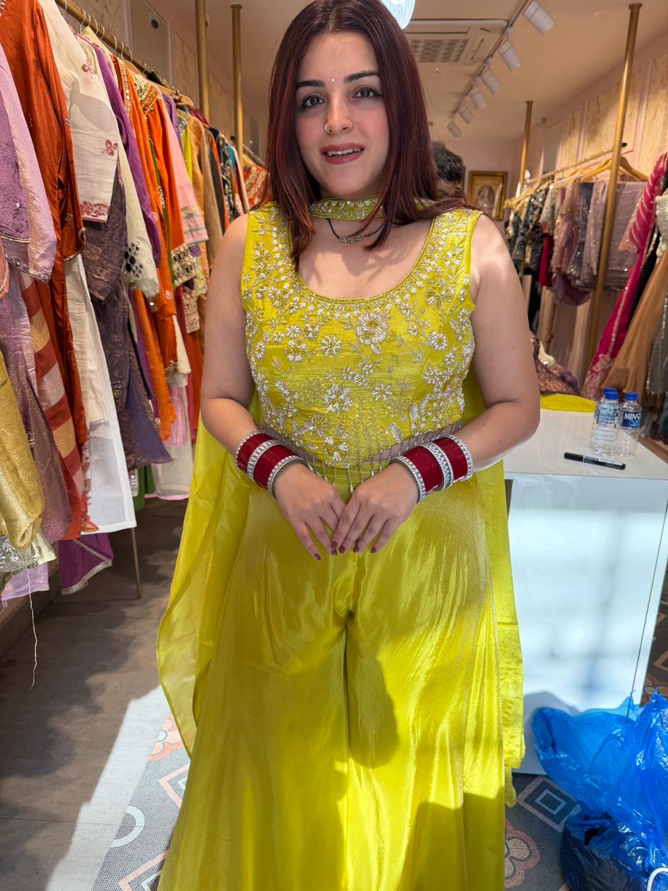 Sunshine Bloom Embroidered Palazzo Set