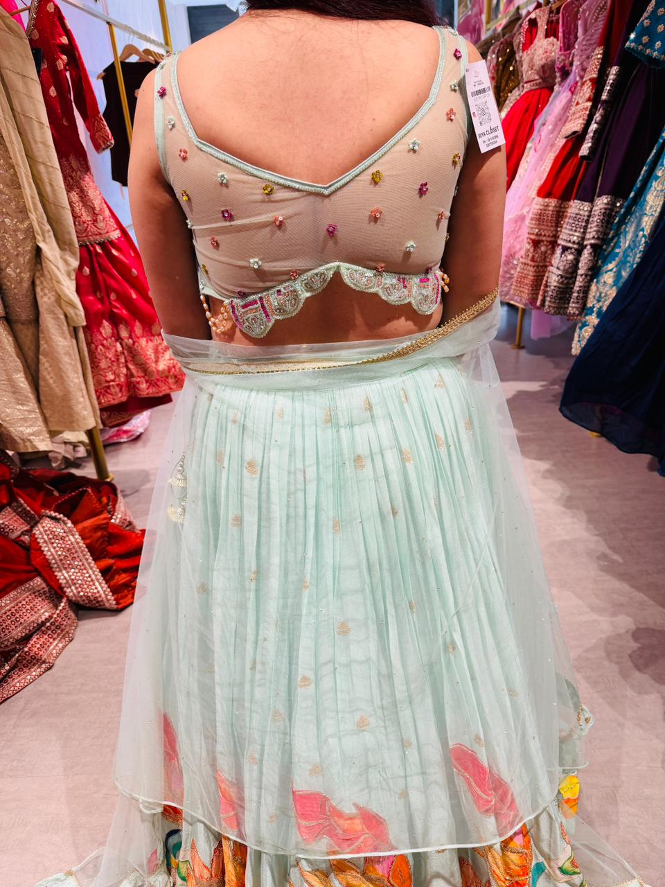 Mint Blossom Garden Lehenga Set
