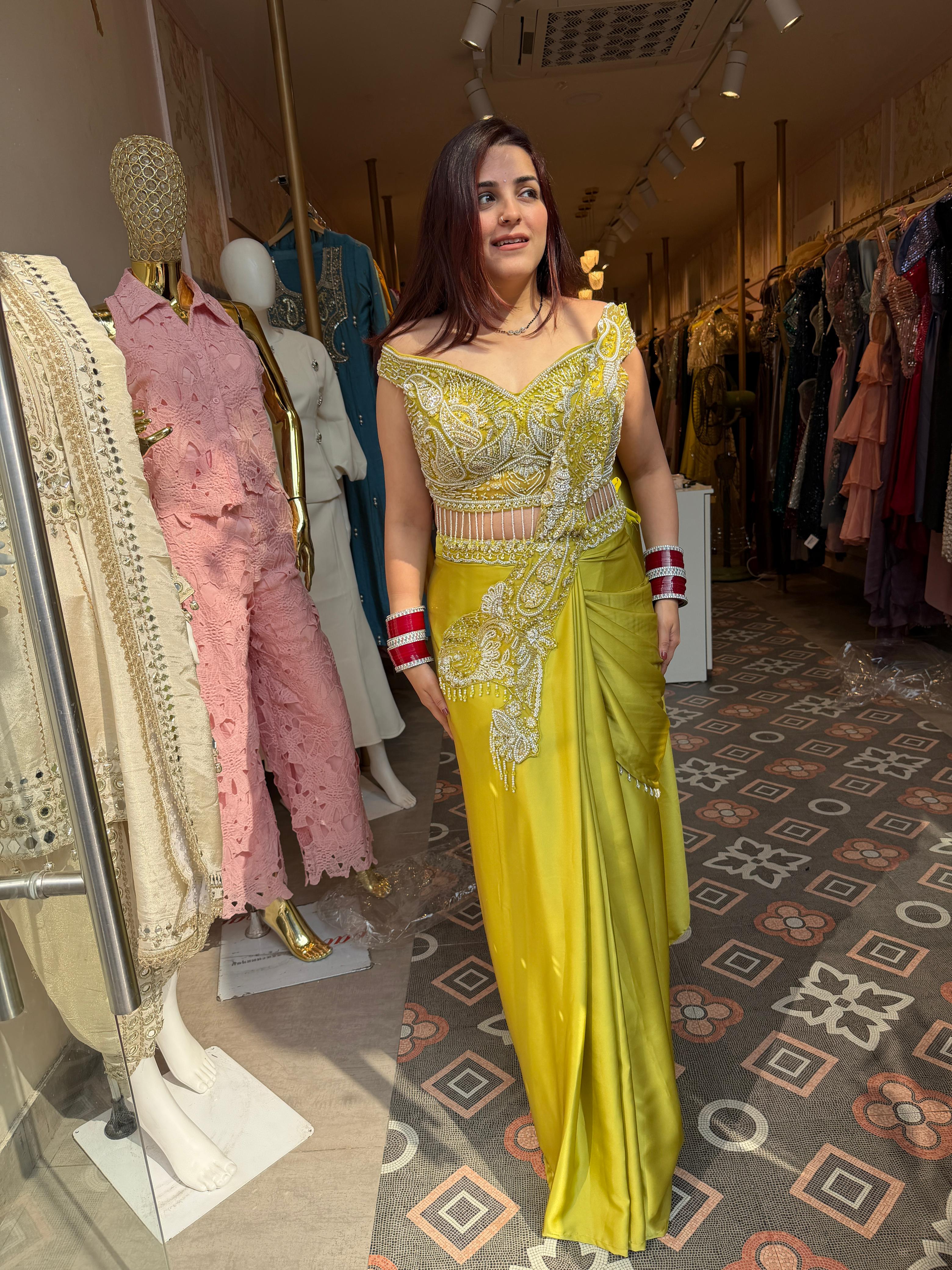 Nayka Pearl Embellished Designer Saree Set