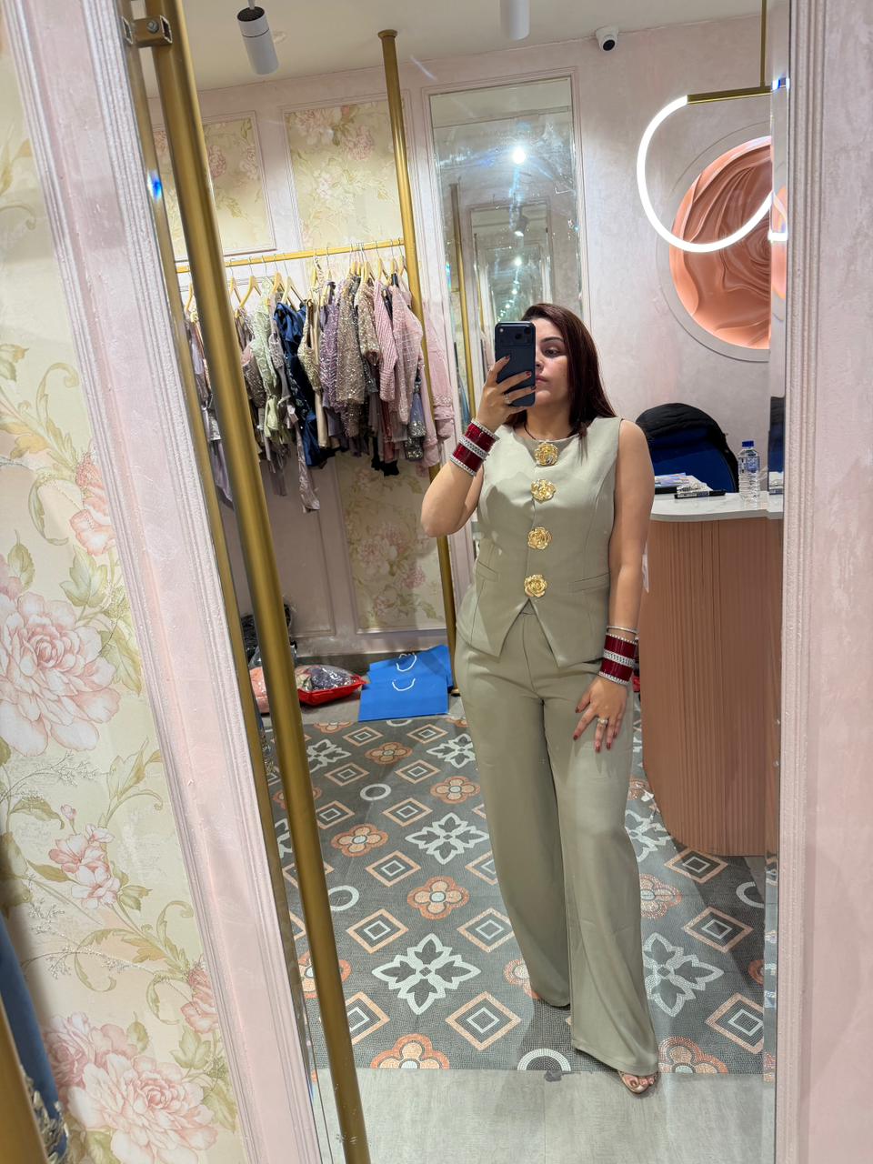 Cocoa Royal Gold Button Co-Ord Set