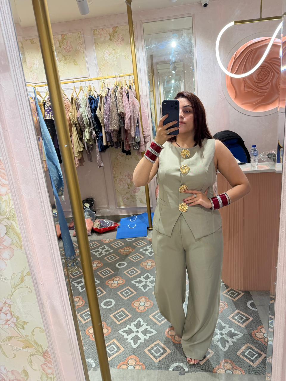 Cocoa Royal Gold Button Co-Ord Set