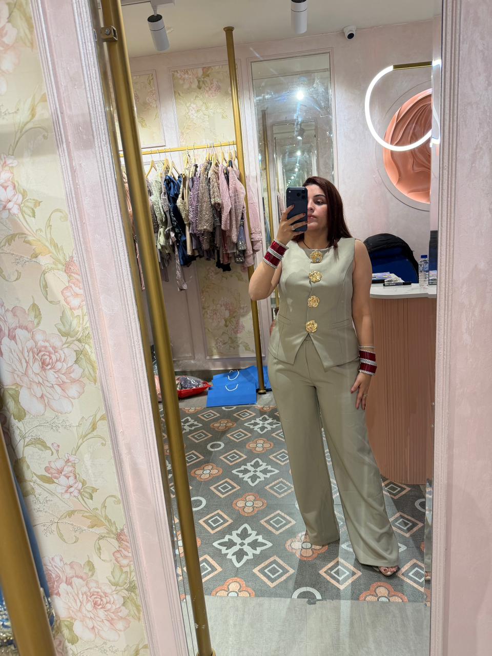 Cocoa Royal Gold Button Co-Ord Set