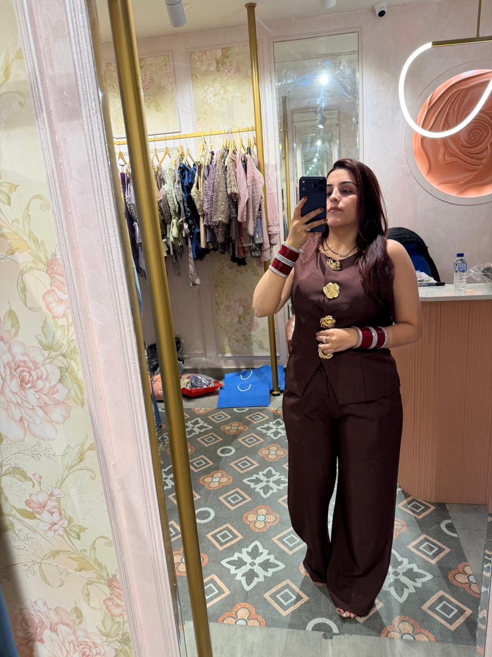 Cocoa Royal Gold Button Co-Ord Set