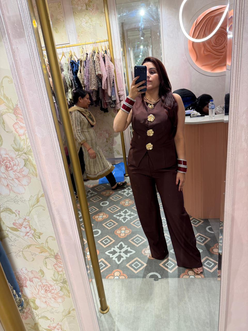 Cocoa Royal Gold Button Co-Ord Set