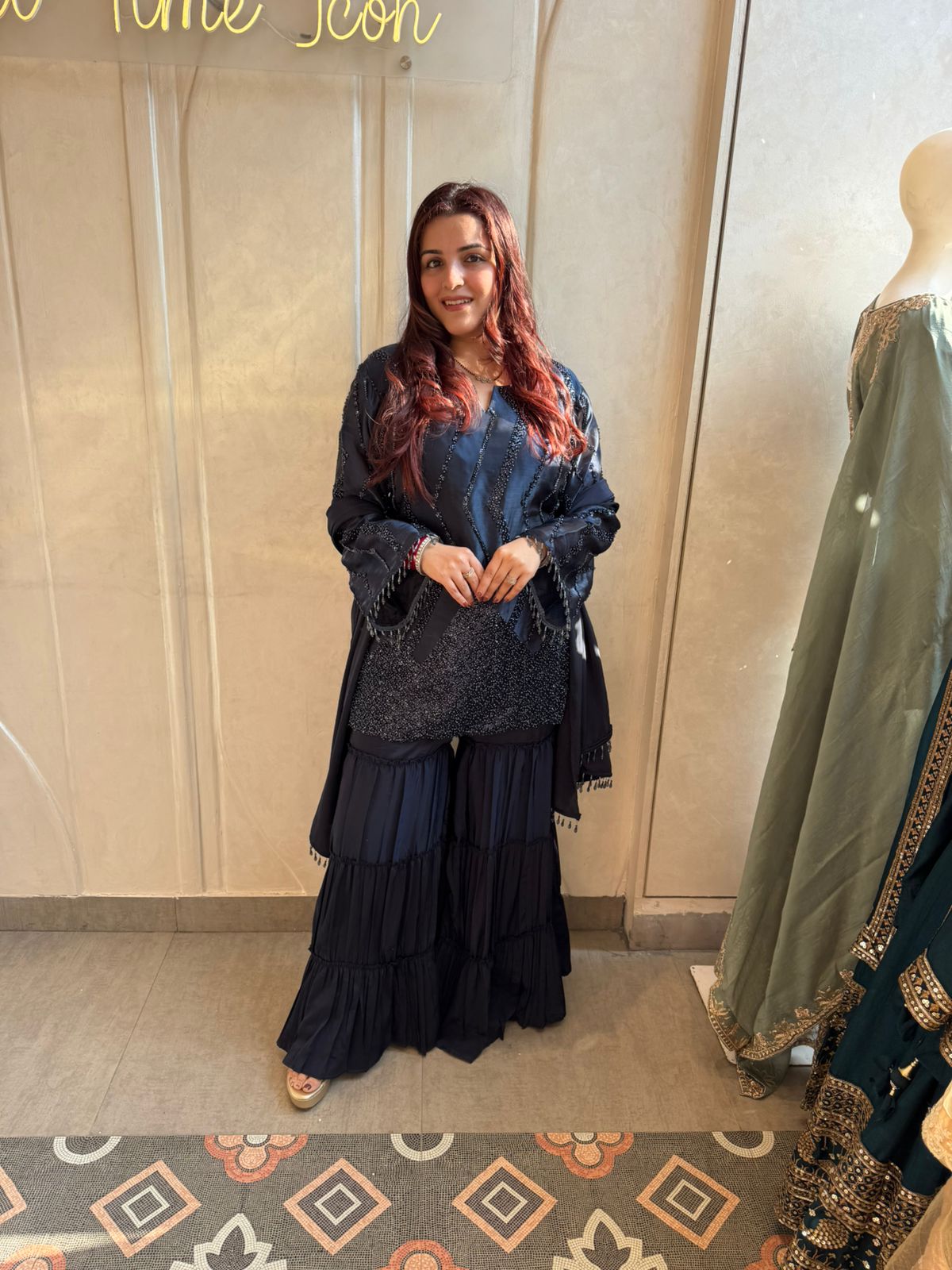 Noir Beaded Sharara Set