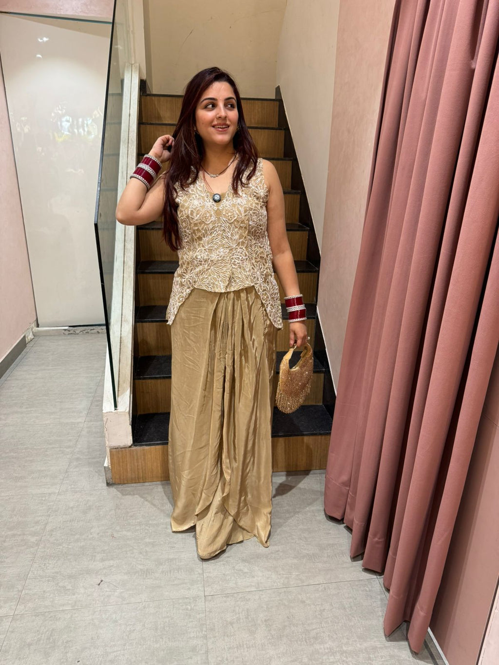 Aura Embroidered Indo-Western Dhoti Set