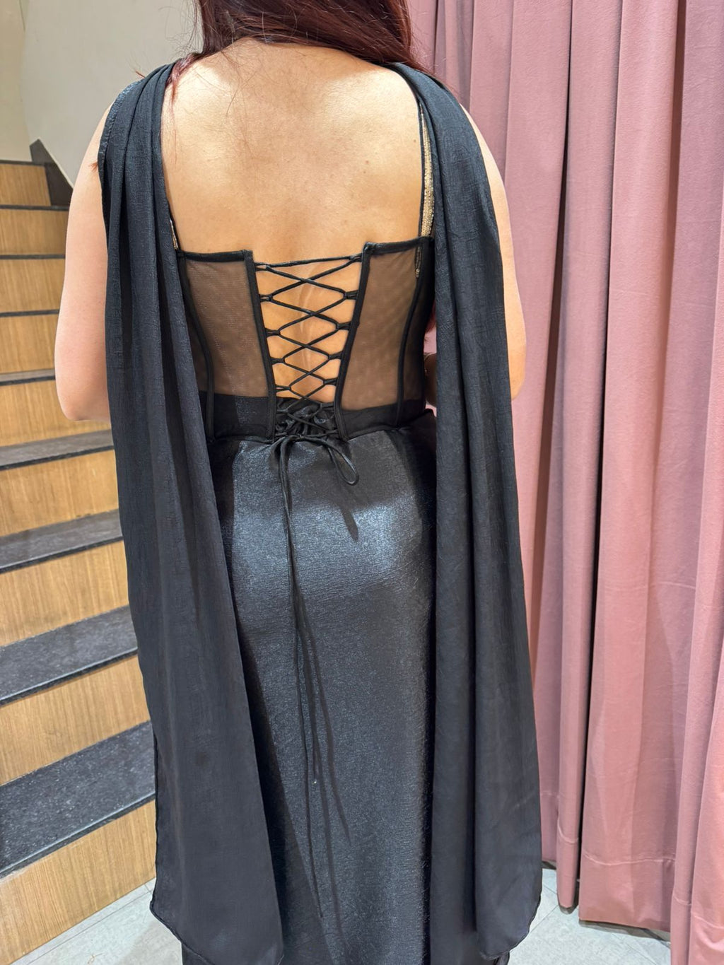 Midnight Noir Corset Saree Set
