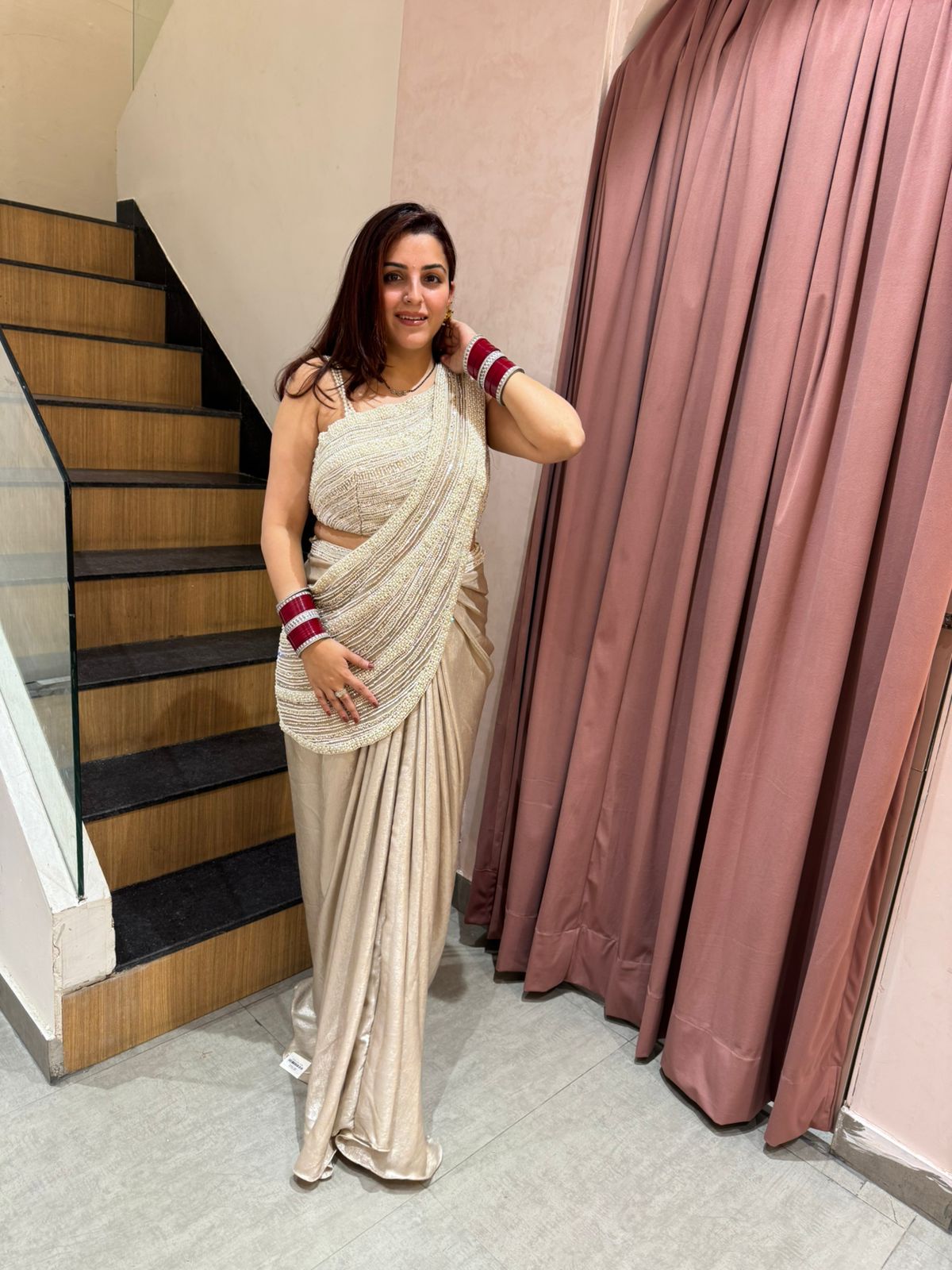 Kayera pearl Saree Set