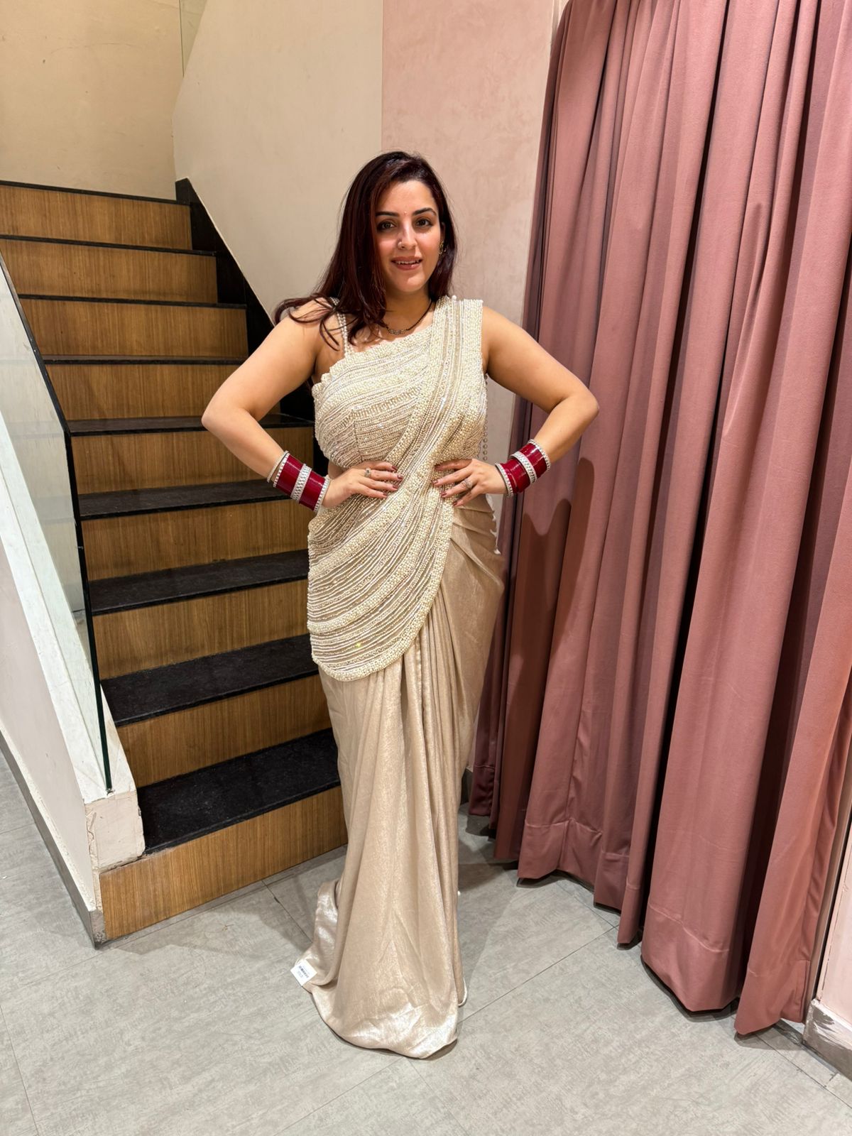 Kayera pearl Saree Set