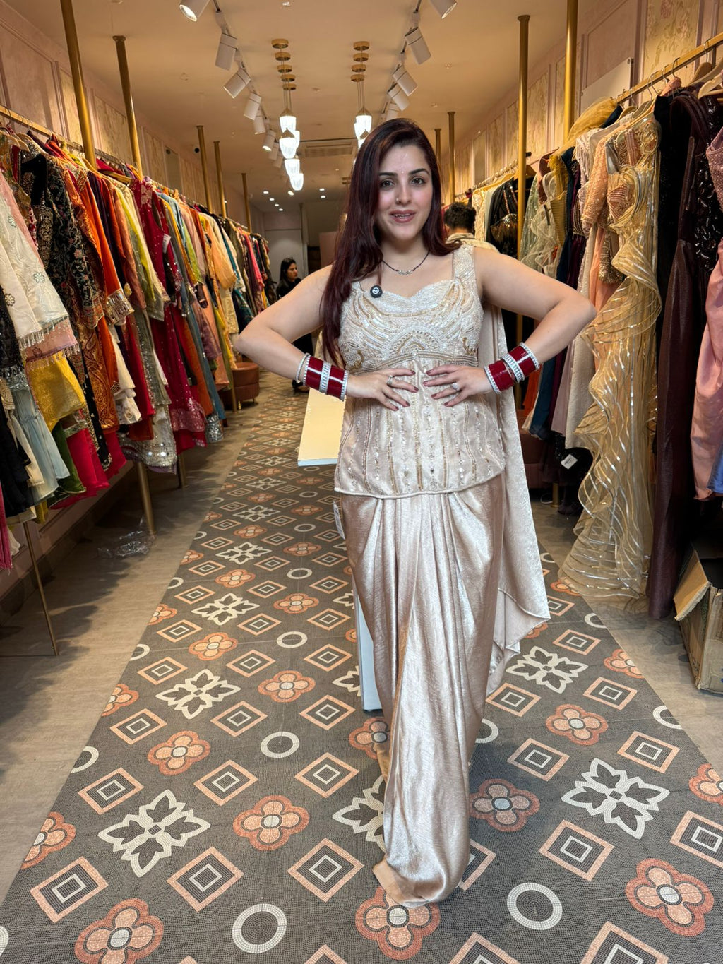 Glimmer Indo-Western Saree Set