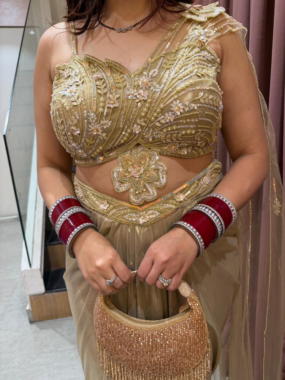 Isha Embroidered Draped Saree Set