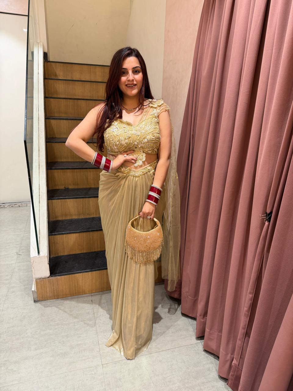 Isha Embroidered Draped Saree Set