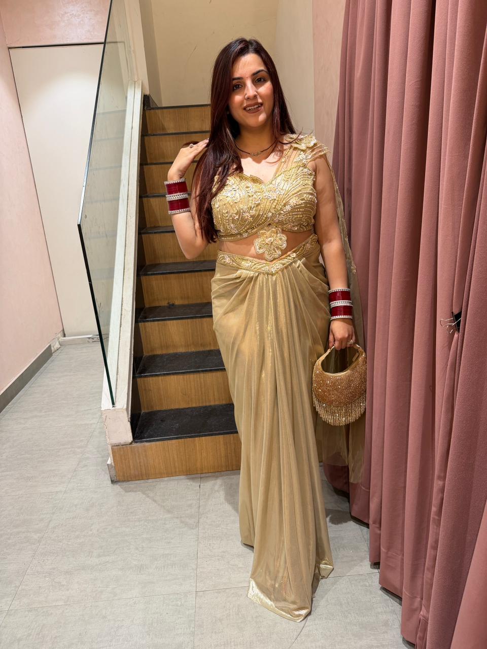 Isha Embroidered Draped Saree Set