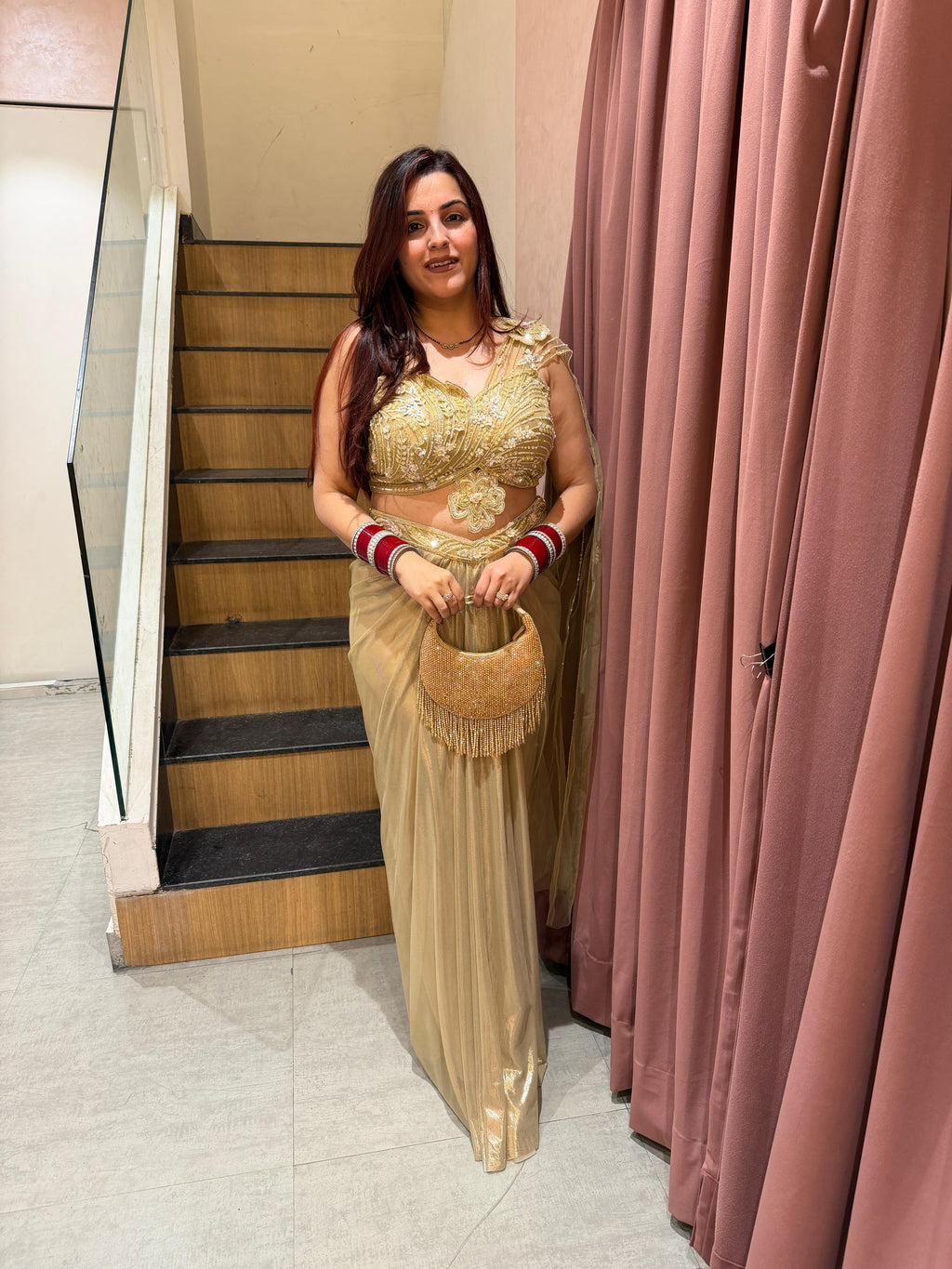 Isha Embroidered Draped Saree Set