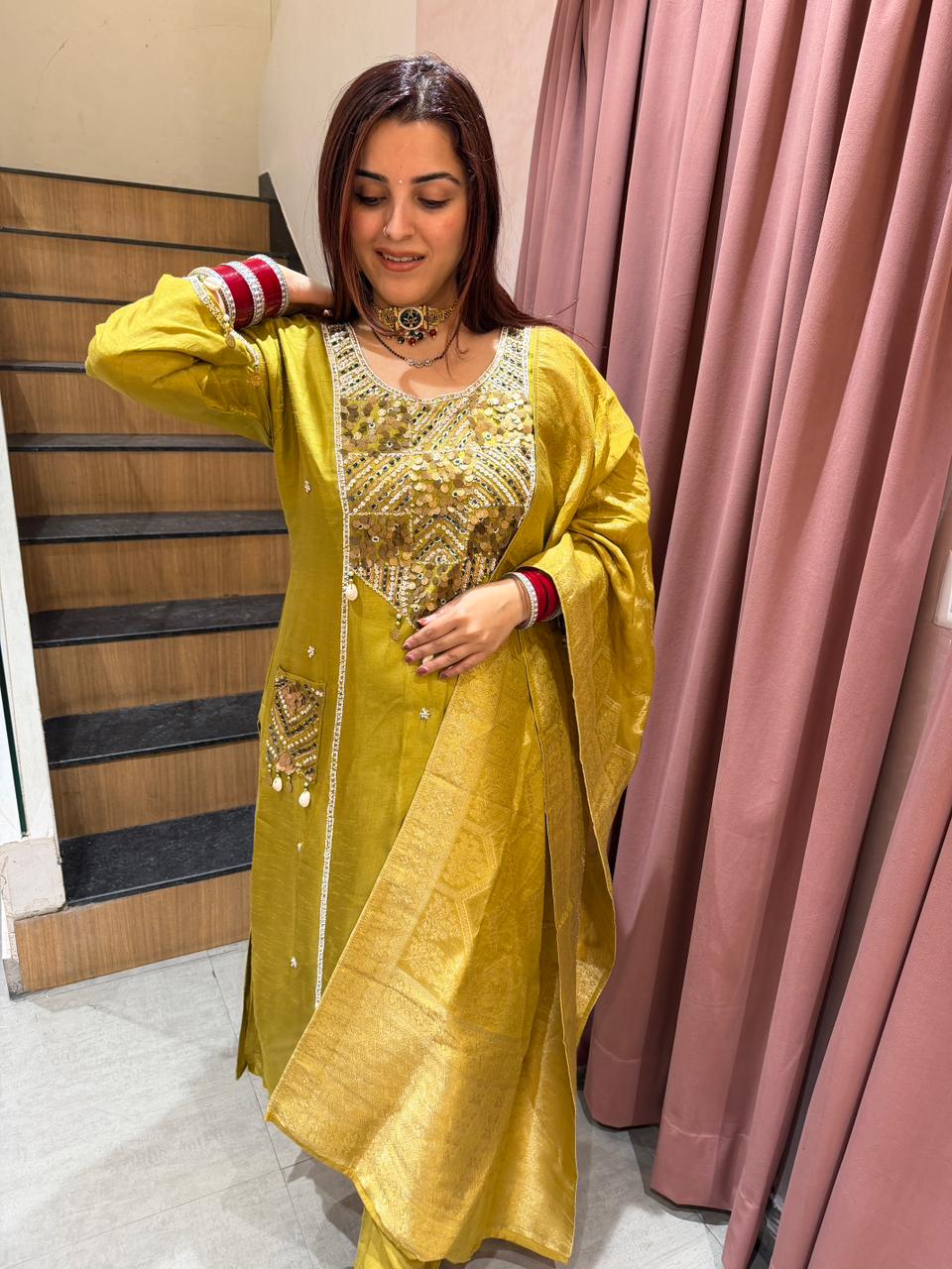 Sana  Embroidered Kurta Set with Dupatta