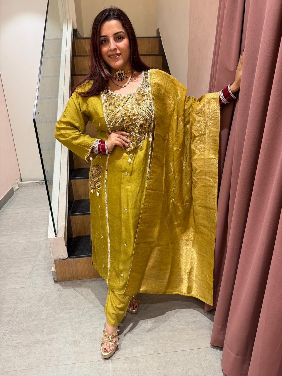 Sana  Embroidered Kurta Set with Dupatta