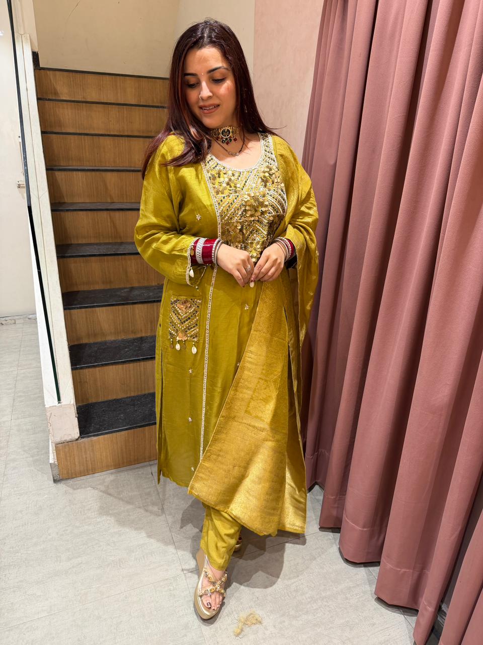 Sana  Embroidered Kurta Set with Dupatta