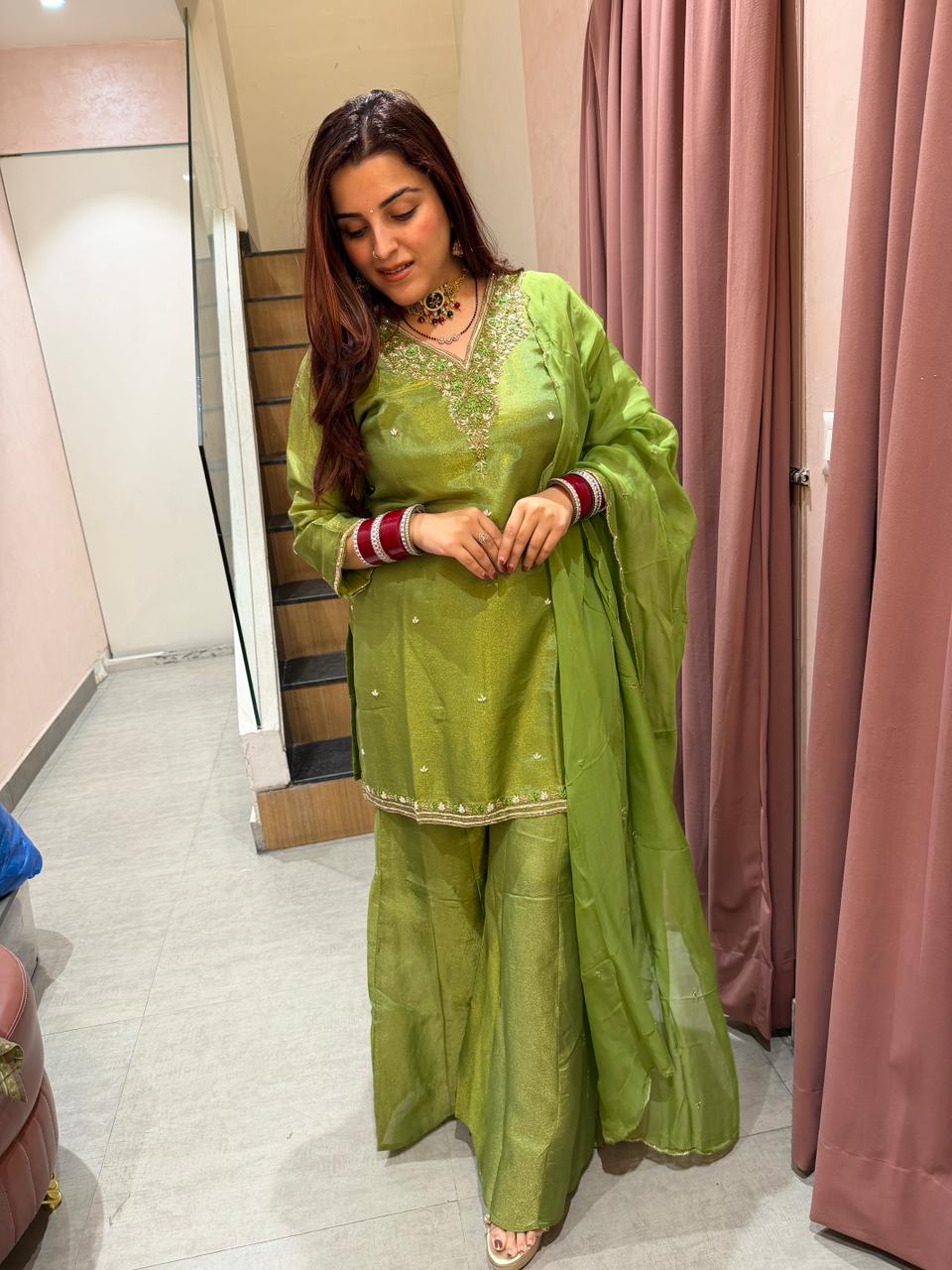 Zain Grace Embroidered Kurta Palazzo Set