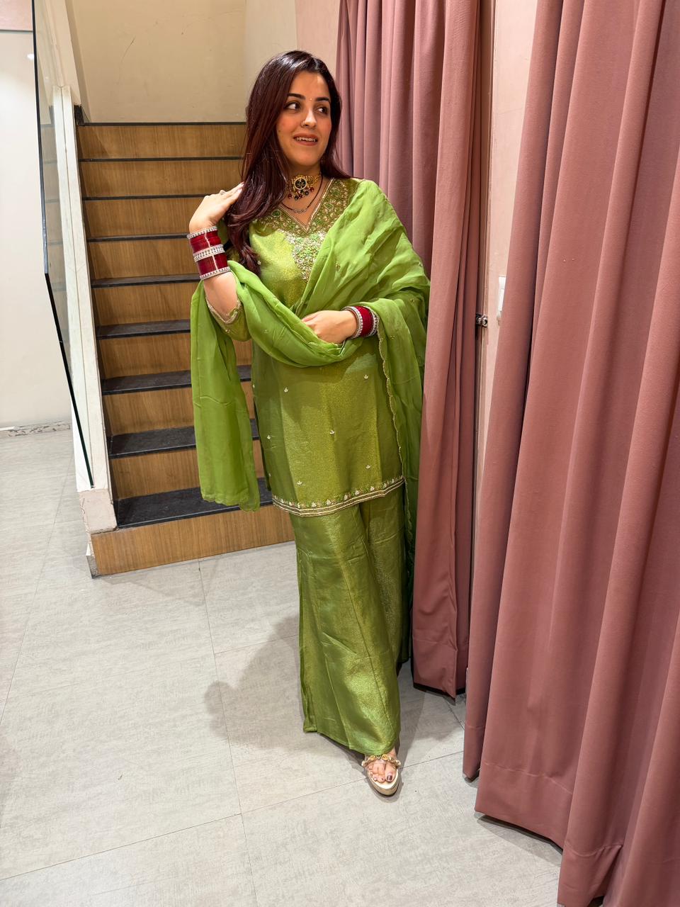 Zain Grace Embroidered Kurta Palazzo Set