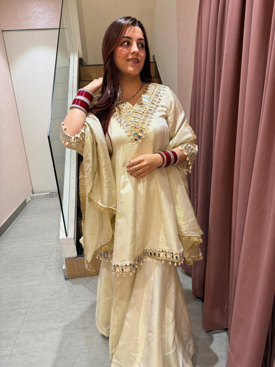 Niha Royale  Mirror-Work Kurta Sharara Set