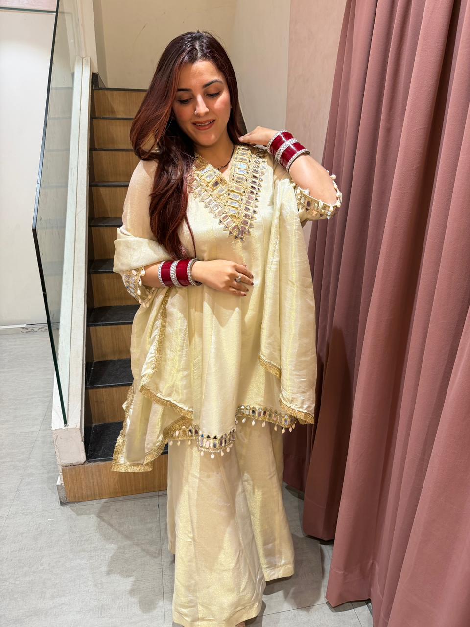 Niha Royale  Mirror-Work Kurta Sharara Set