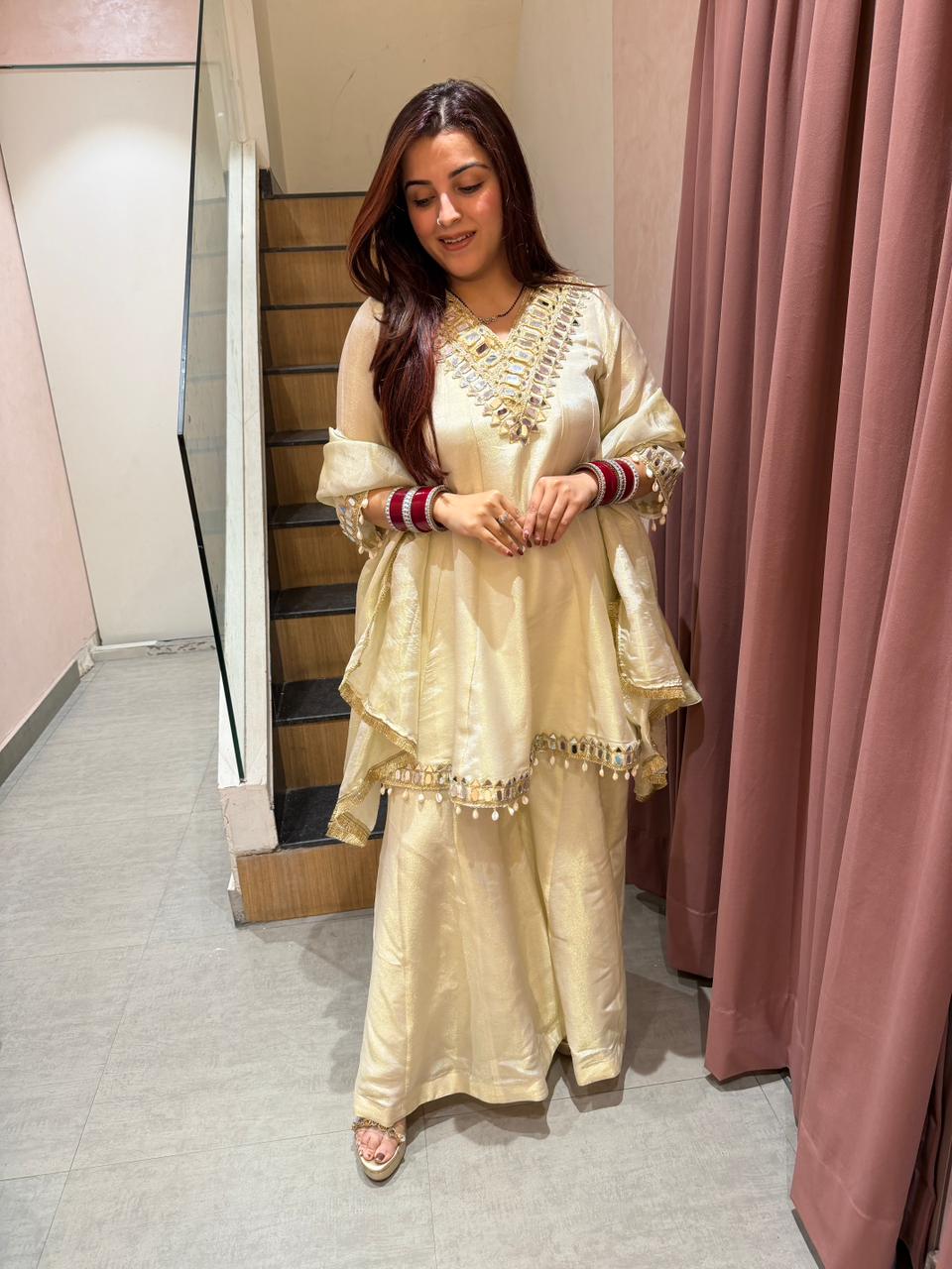 Niha Royale  Mirror-Work Kurta Sharara Set