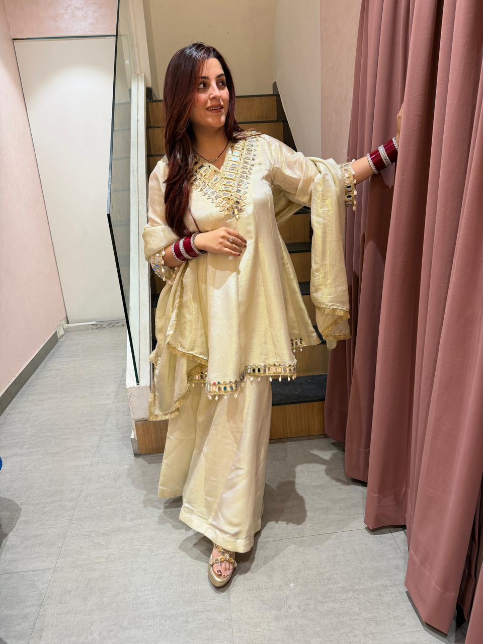 Niha Royale  Mirror-Work Kurta Sharara Set