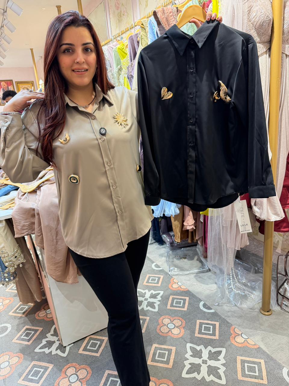 Satin Button-Down Shirt