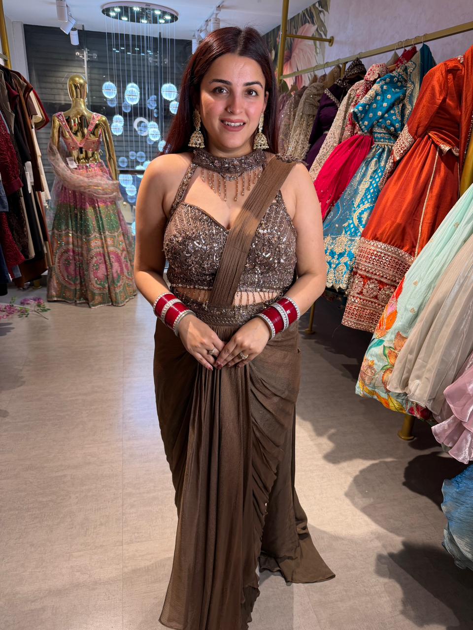 Sara Embellished Draped Saree Set