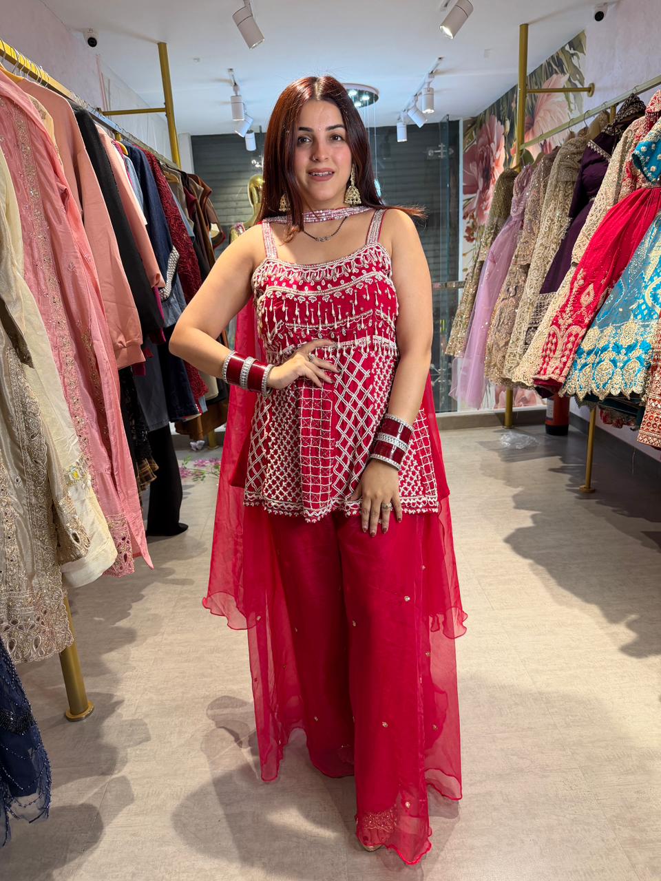 Zeu  Embroidered Sharara Set