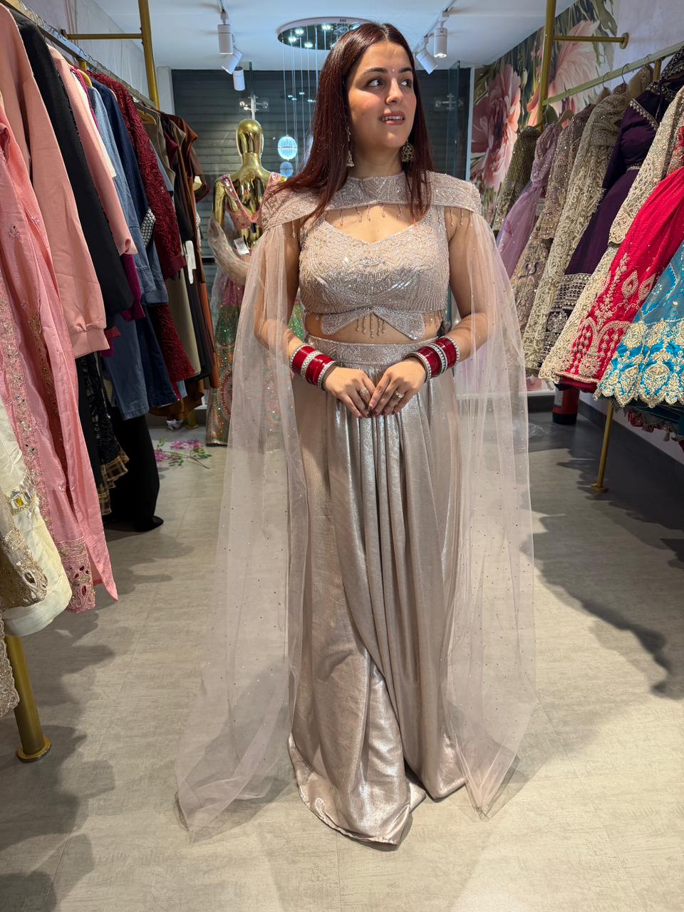 Dora Crystal Drape Lehenga Set