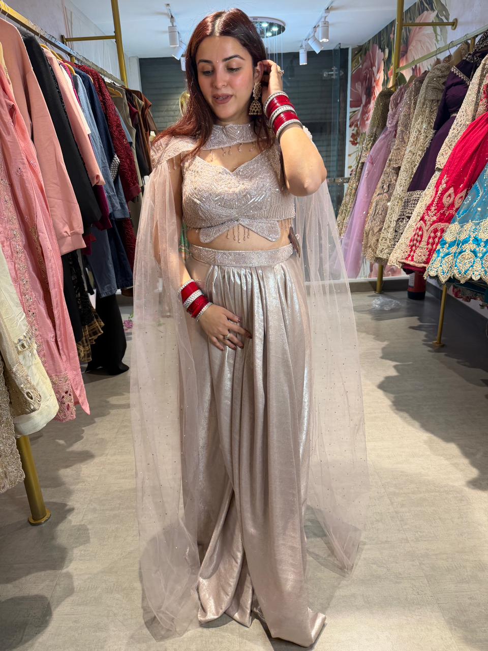 Dora Crystal Drape Lehenga Set