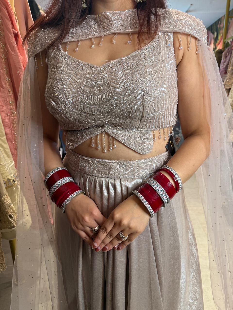 Dora Crystal Drape Lehenga Set