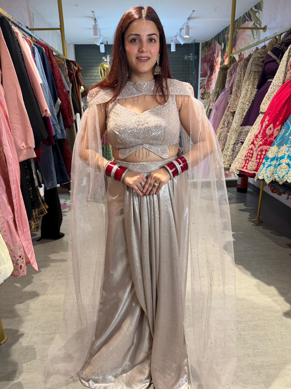 Dora Crystal Drape Lehenga Set