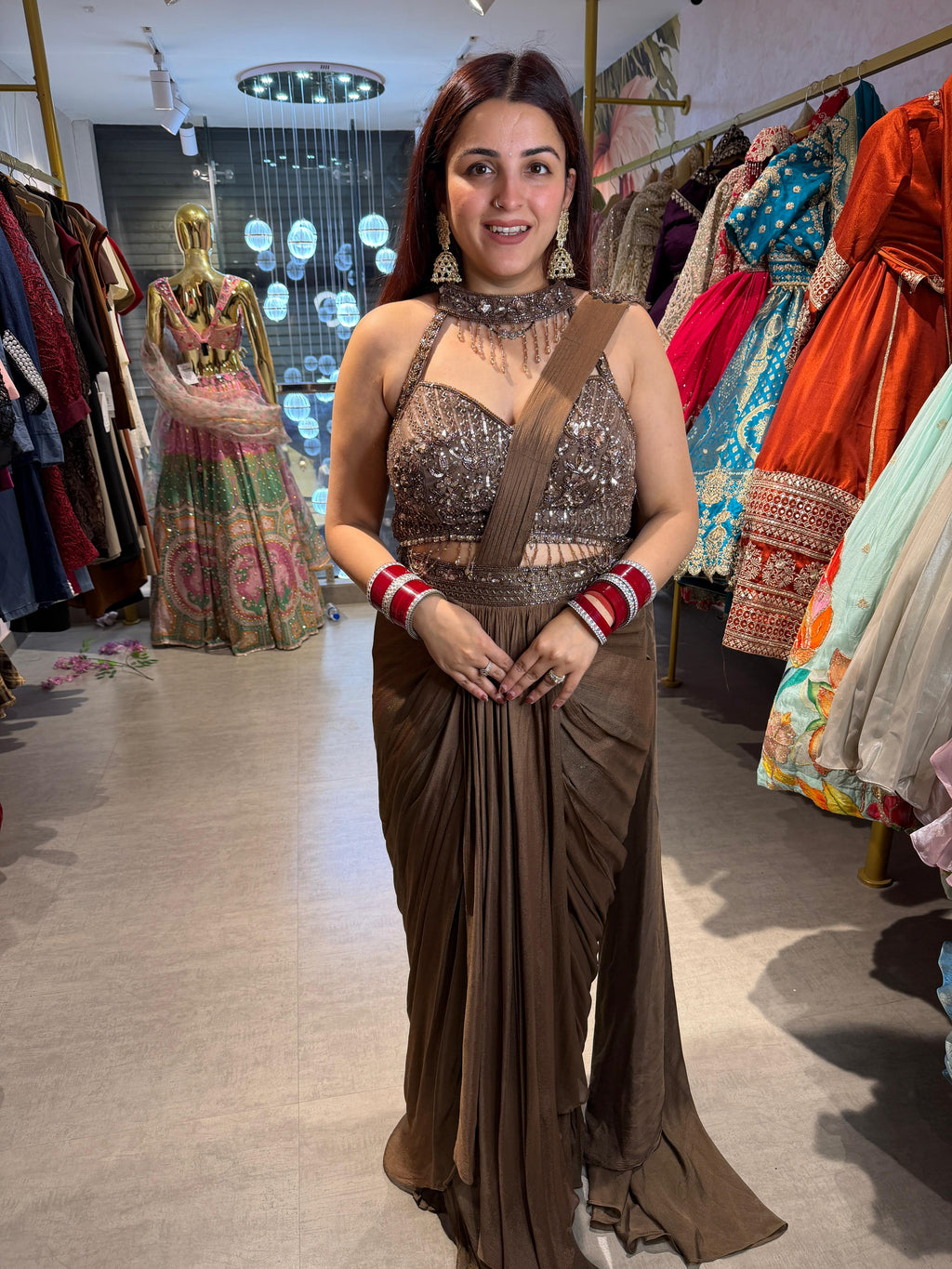 Sara Embellished Draped Saree Set