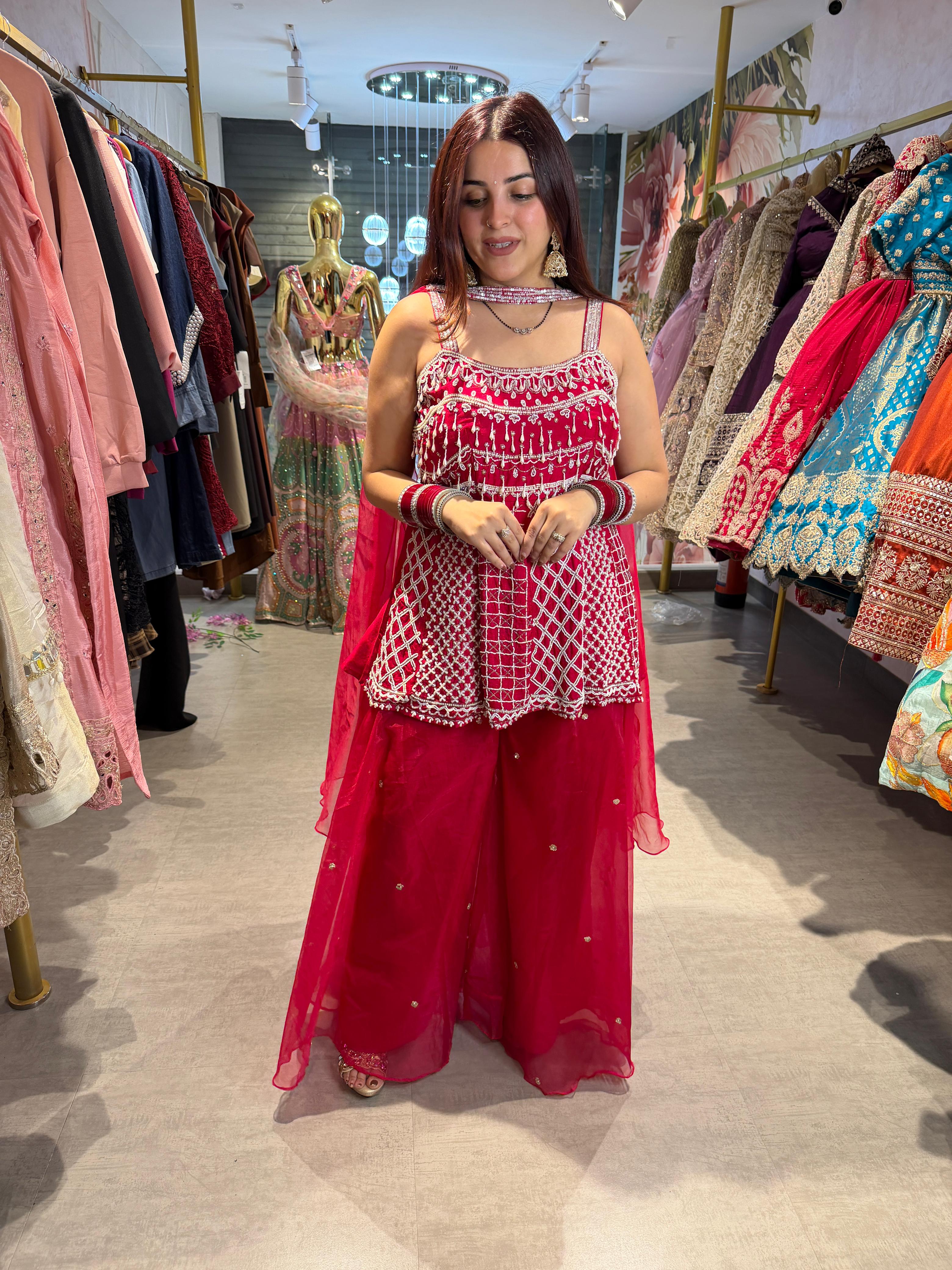 Zeu  Embroidered Sharara Set