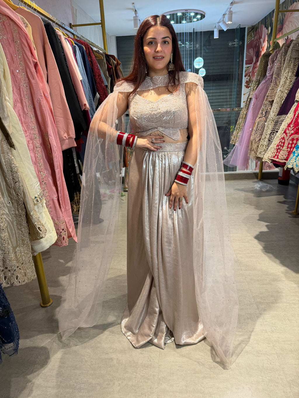 Dora Crystal Drape Lehenga Set