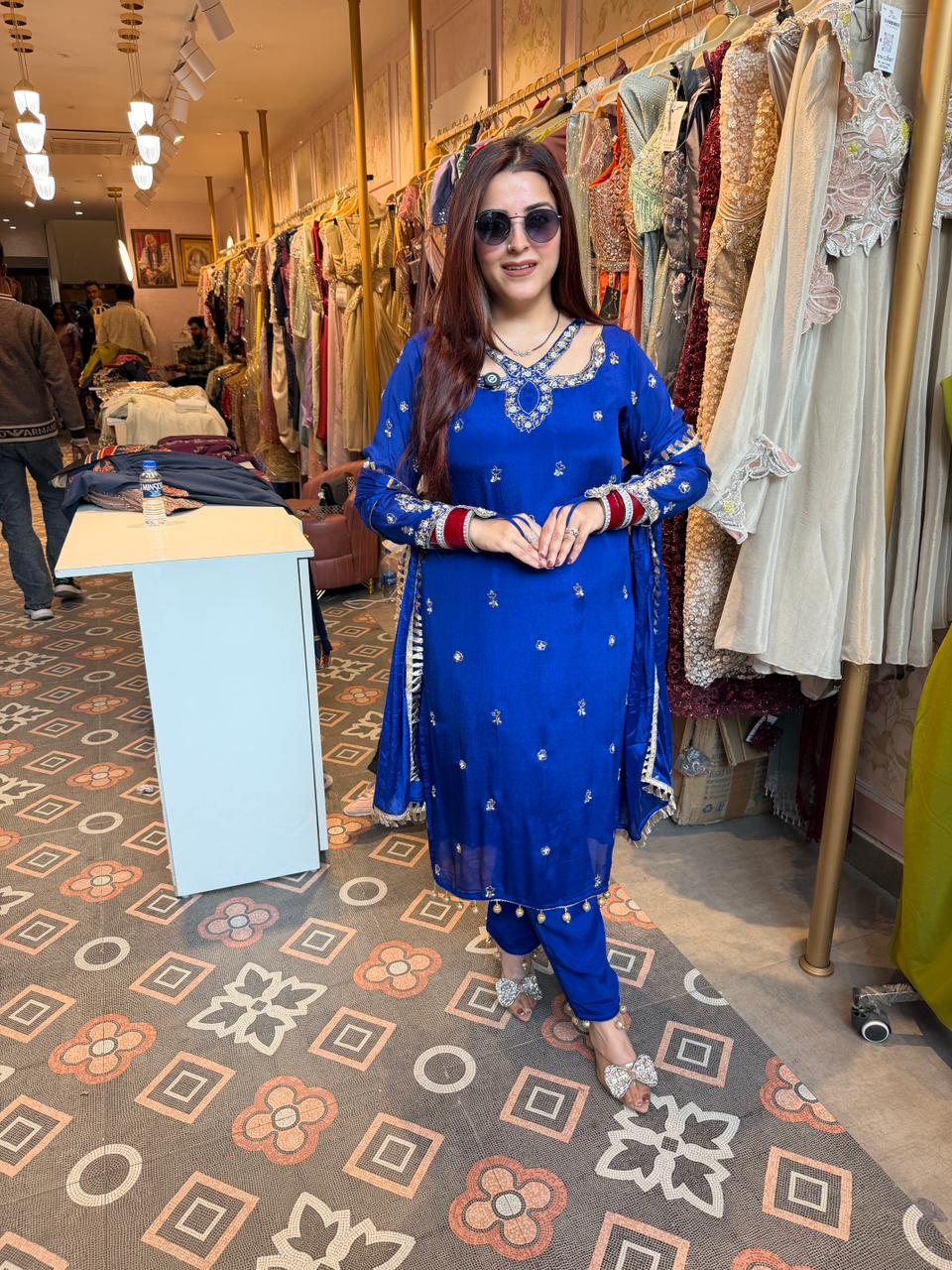 Manu Royal Sapphire Embellished Suit Set