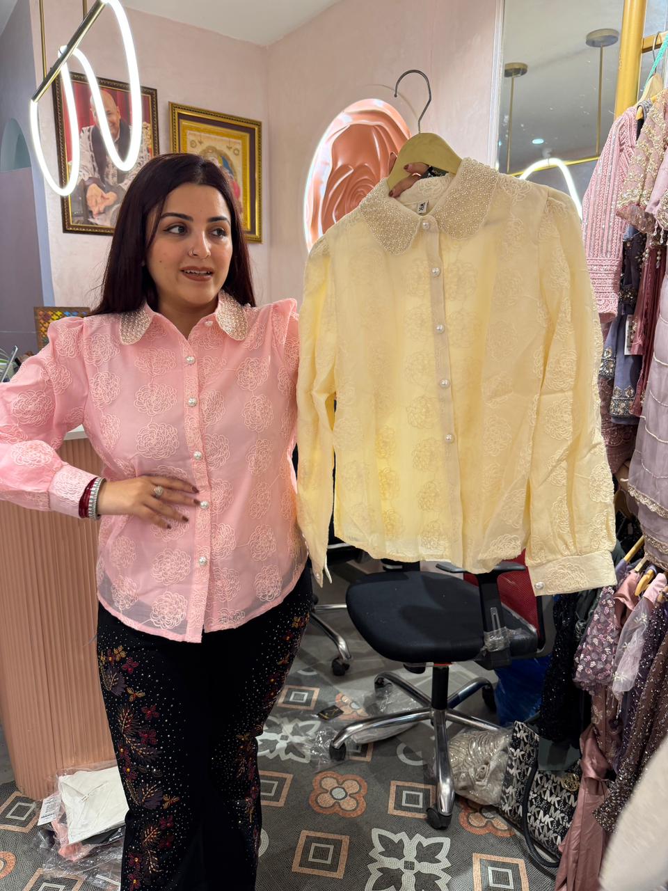Blush Pearl Lace Shirt