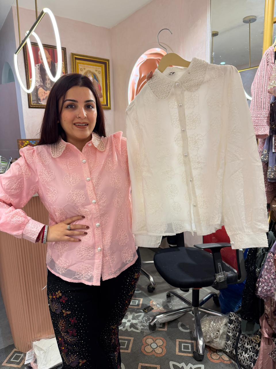 Blush Pearl Lace Shirt