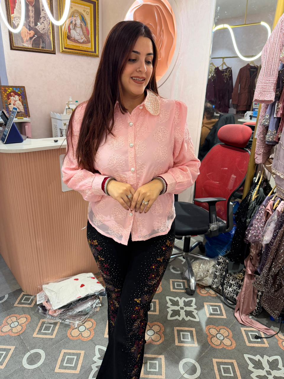 Blush Pearl Lace Shirt