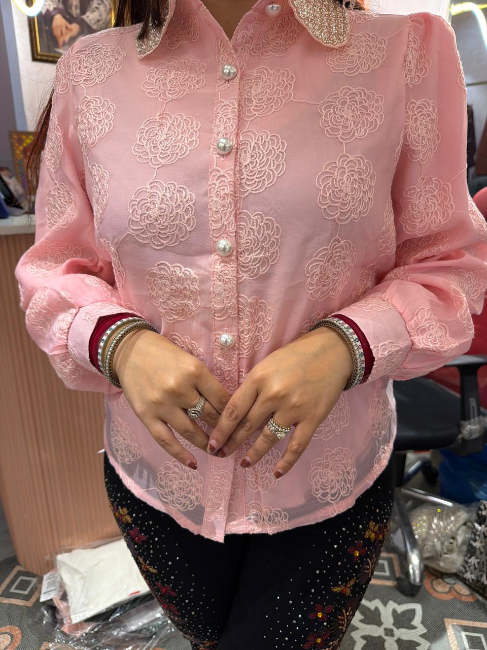 Blush Pearl Lace Shirt