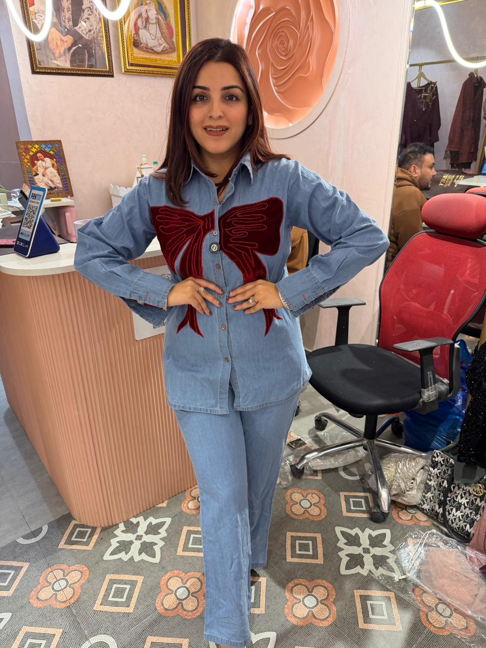 Bow Denim Co-ord Set