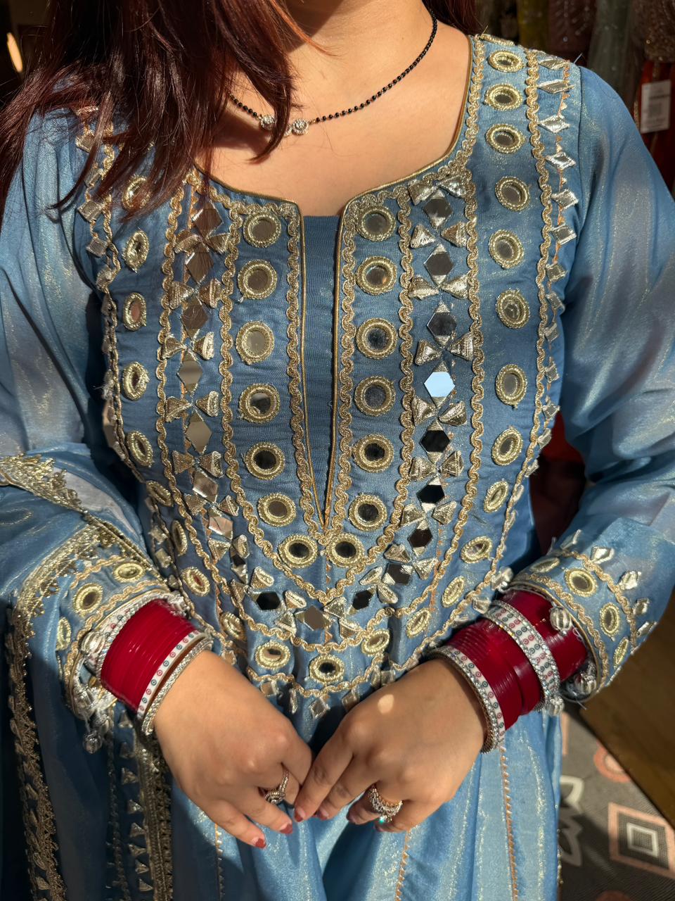 Moon Mirror Work Anarkali Suit Set