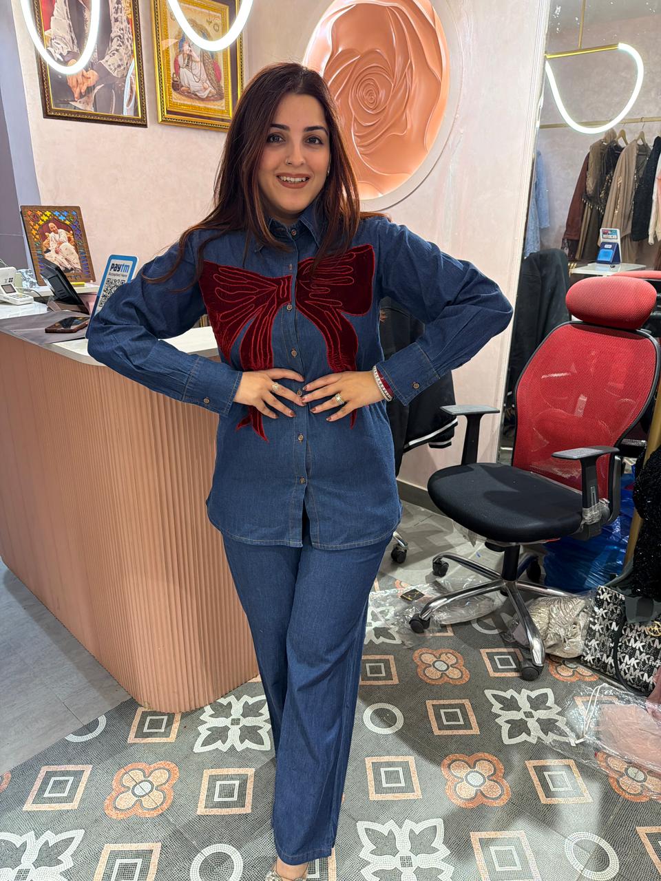 Bow Denim Co-ord Set