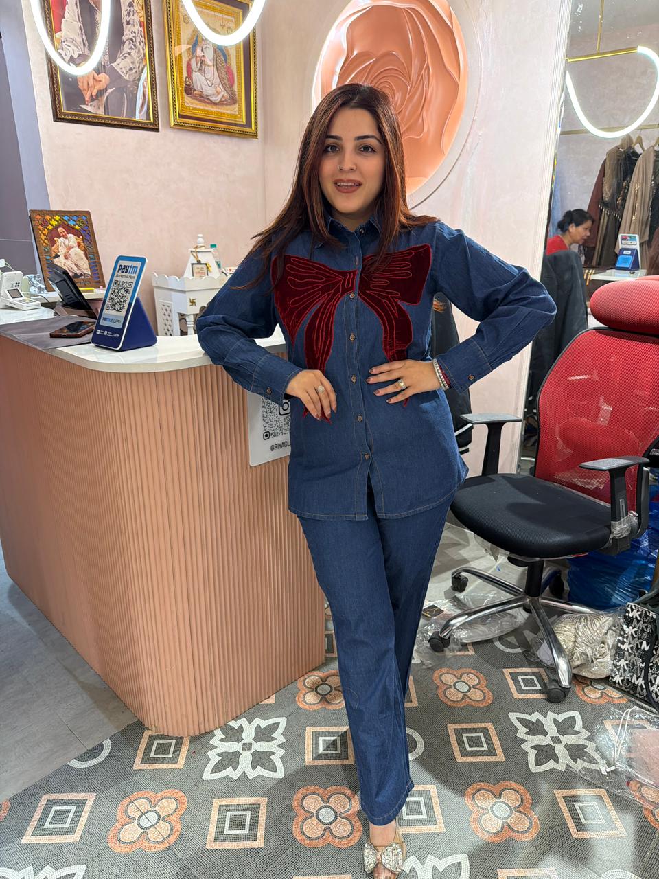 Bow Denim Co-ord Set