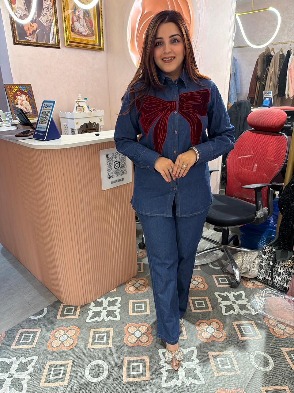 Bow Denim Co-ord Set